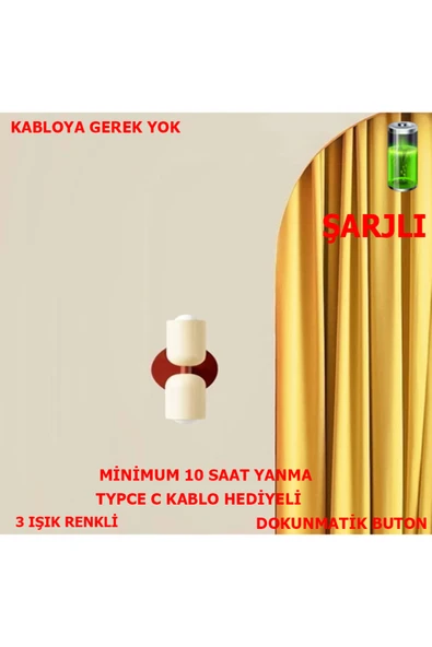 SimaAvize Nordic Şarzlı Dimmerlı Dokunmatik Aplik ürün görseli 1