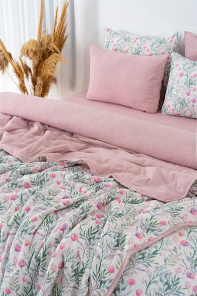 Cherie Çift Kişilik Nevresimli Pike Takımı - 7 Parça Çeyiz Seti - Resim 4