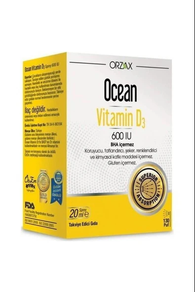 Ocean Vitamin D3 600 IU Sprey 20ml ürün görseli 1