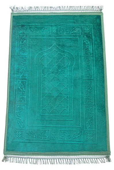 Yumuşak Kadife Dokulu Peluş Seccade Yeşil - Resim 2