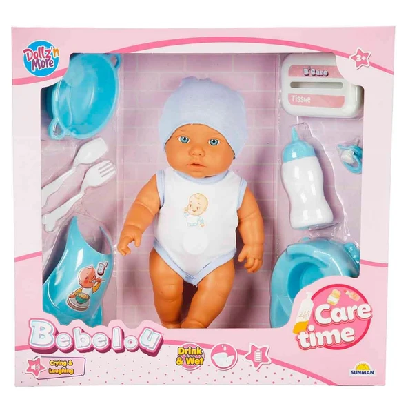 Dollz n More Bebelou Sesli Care Time Oyun Seti 32 Cm Mavi - Resim 9