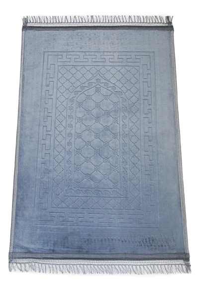 Yumuşak Kadife Dokulu Peluş Seccade Gri - Resim 4