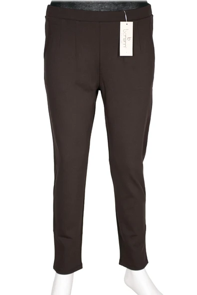 Barem Kadın Buse Rahat Kalıp Yan Cepli Orta Kalın Çelikli Kahve Pantolon ürün görseli 1