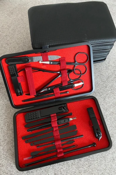 Premium Manikür Pedikür Seti Şık Deri Çantalı 18 Parça - Resim 6