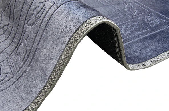 Yumuşak Kadife Dokulu Peluş Seccade Füme - Resim 6