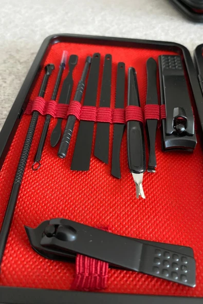 Premium Manikür Pedikür Seti Şık Deri Çantalı 18 Parça - Resim 5