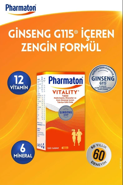 Pharmaton Vitality 100 Tablet 2 Adet - Resim 2