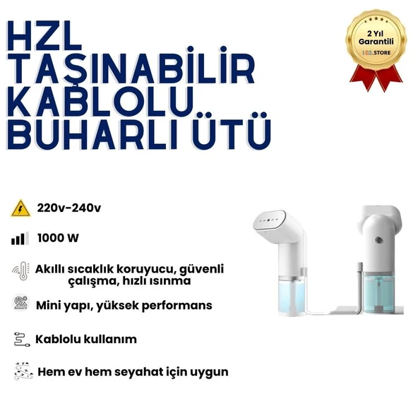 HZL Prizli Buharlı Ütü – Güçlü ve Kesintisiz Buhar Performansı, Kablolu Kullanım, Profesyonel Sonuçlar + Taşıma Çantası Hediye ürün görseli 1