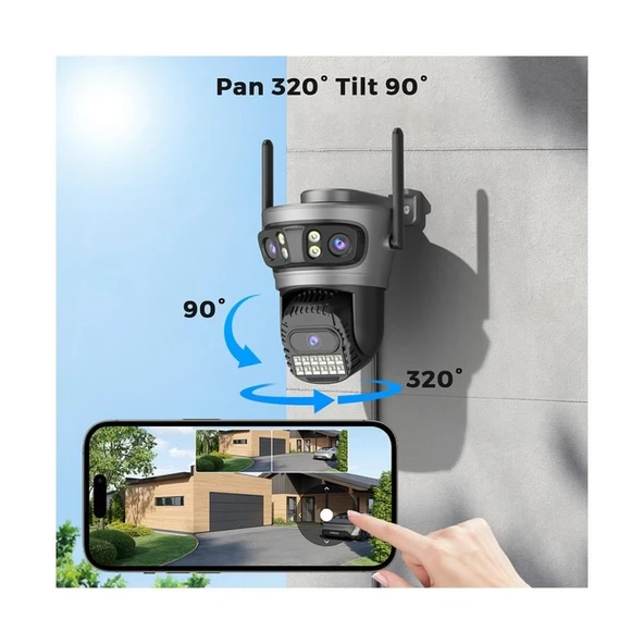 CMR57 Akıllı WiFi Güvenlik Kamerası – Ultra Net Gece Görüşü, 360° Otomatik Takip, Hareket Algılama, Çift Yönlü Ses, Bulut ve SD Kart Destekli Akıllı Kamera Sistemi - Resim 2
