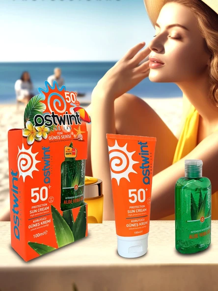 Ostwint Spf 50+ Güneş Kremi 100 ml E Vitaminli + Aloe Vera Jel 100 ml ürün görseli 1