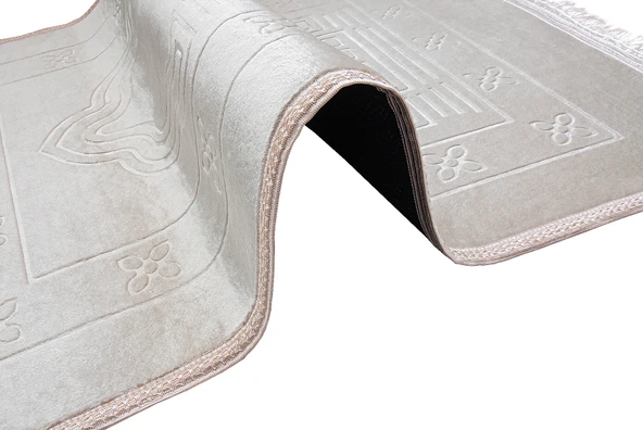 Yumuşak Kadife Dokulu Peluş Seccade Krem - Resim 6