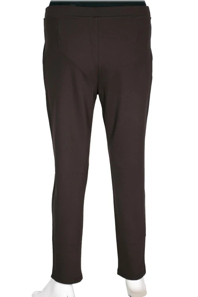 Barem Kadın Buse Rahat Kalıp Yan Cepli Orta Kalın Çelikli Kahve Pantolon - Resim 4