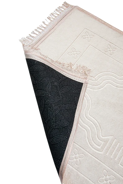 Yumuşak Kadife Dokulu Peluş Seccade Krem - Resim 5