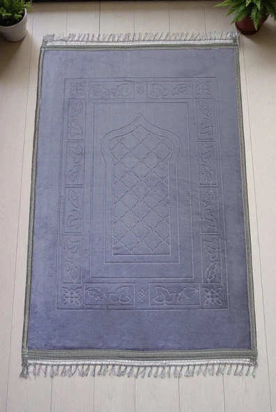 Yumuşak Kadife Dokulu Peluş Seccade Füme - Resim 2