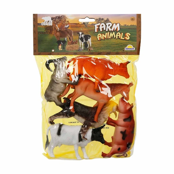 Crazoo Çiftlik Hayvanları Büyük Poşetli 6'lı Figür Seti - Resim 3