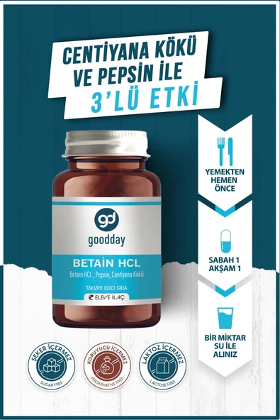 Goodday Betain HCL Pepsin 60 Kapsül ürün görseli 1