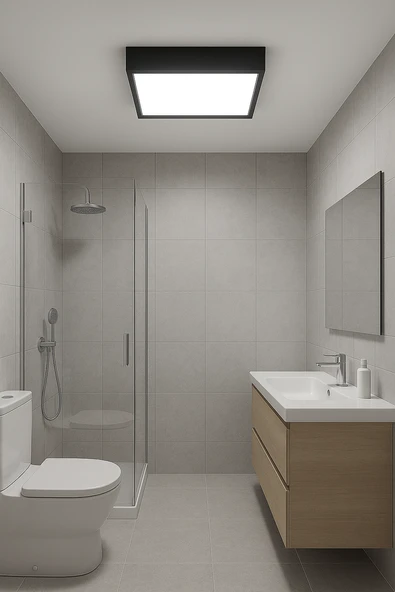 Ahşap Antrasit Çerçeveli Led Avize 30 30 cm 6500K Beyaz ışık - Resim 3