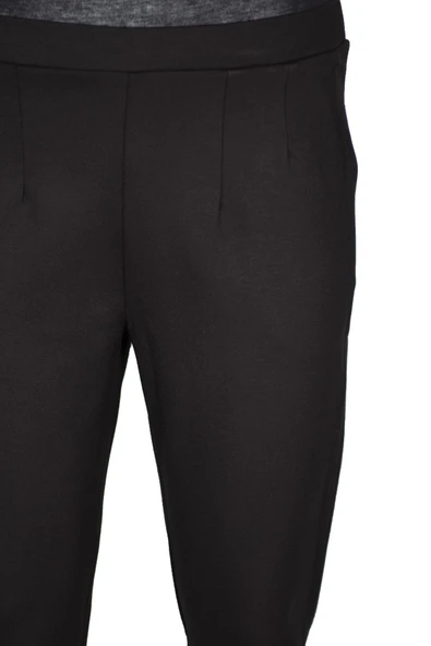 Barem Kadın Buse Rahat Kalıp Yan Cepli Orta Kalın Çelikli Siyah Pantolon - Resim 3