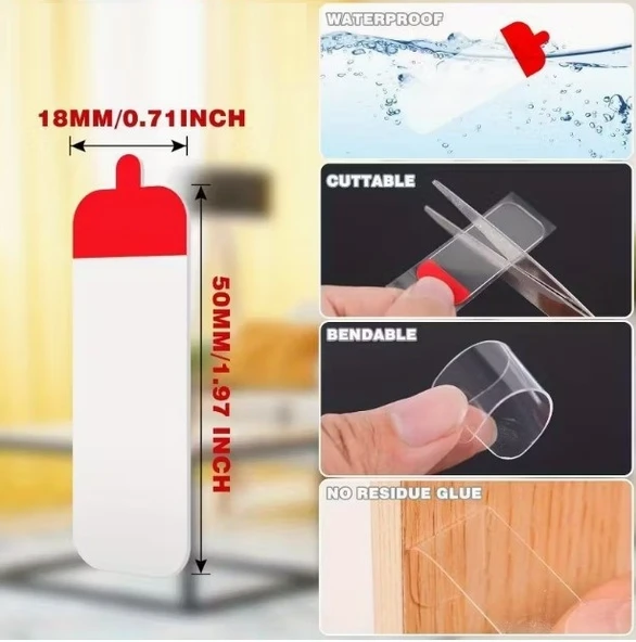 60 Parça Kolay Açılır Güçlü Çift Taraflı Bant 18mm*50mm - Resim 2