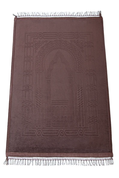 Yumuşak Kadife Dokulu Peluş Seccade Kahverengi - Resim 4