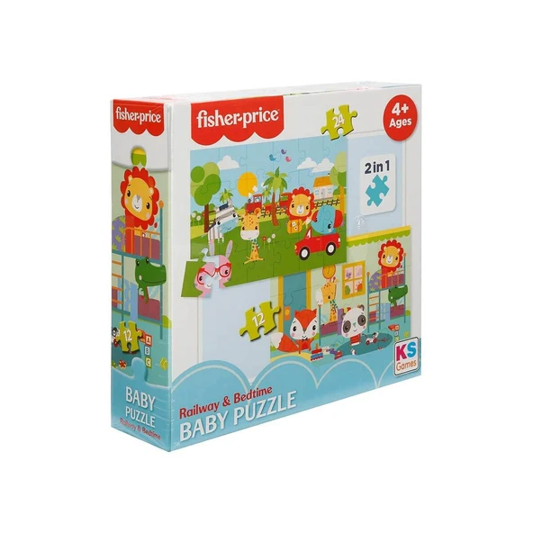Ks Games Fisher Price Baby Puzzle Railway Bedtime 2in1 - Resim 2