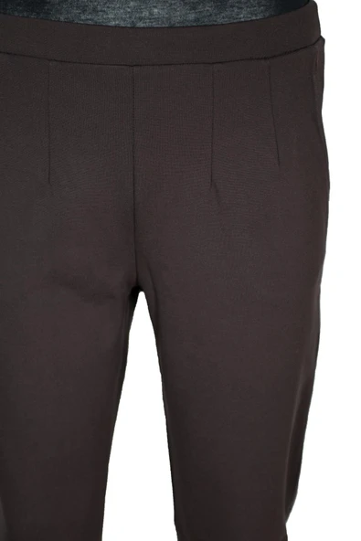 Barem Kadın Buse Rahat Kalıp Yan Cepli Orta Kalın Çelikli Kahve Pantolon - Resim 3