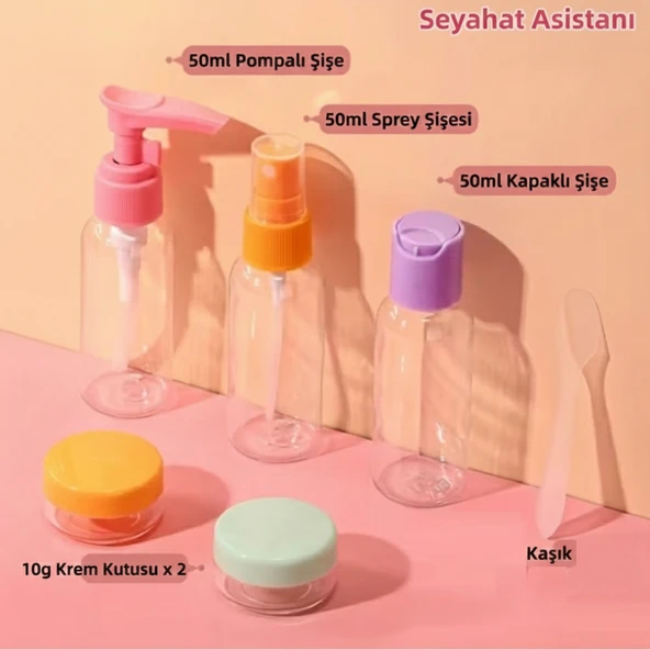 6 Parça Renkli Kapaklı Seyahat İçin Boş Şişe Seti - Resim 5
