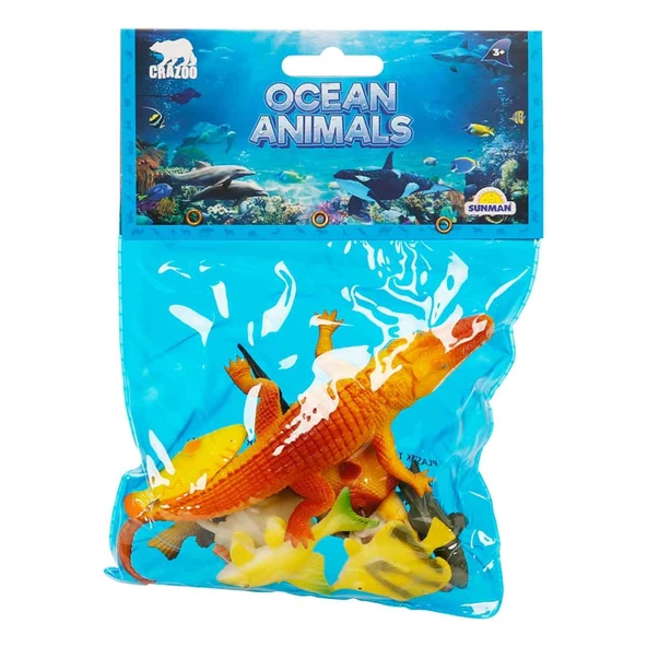 Crazoo Okyanus Hayvanları Poşetli Hayvan Oyun Seti Timsah - Resim 3