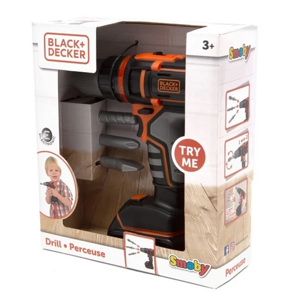 Smoby Black + Decker Oyuncak Elektrikli Matkap - Resim 3