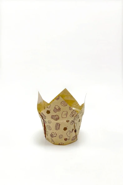 Dolphin Muffin Kek Kapsülü Kalın Tulip Kraft Desenli 50 li ürün görseli 1