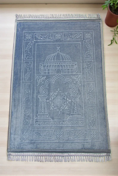 Yumuşak Kadife Dokulu Peluş Seccade Gri ürün görseli 1