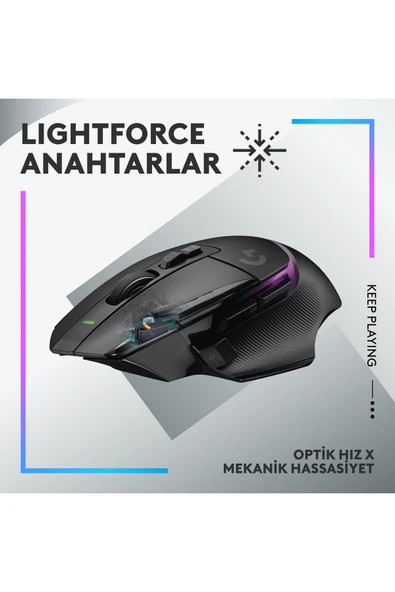 logitech G G502 X Plus Kablosuz HERO 25K Sensörlü RGB Aydınlatmalı Oyuncu Mouse, Siyah 910-006163 - Resim 2