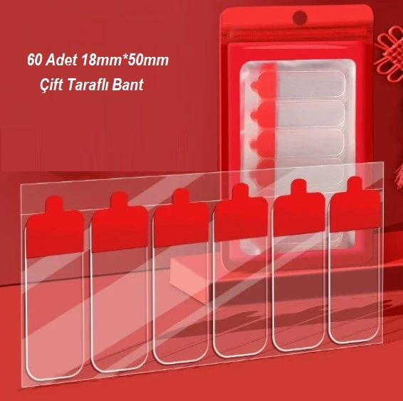 60 Parça Kolay Açılır Güçlü Çift Taraflı Bant 18mm*50mm ürün görseli 1