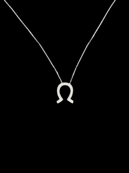 At Nalı Model Zirkon Taşlı 925 Ayar Gümüş Kolye — Şansın ve Şıklığın Sembolü ürün görseli 1