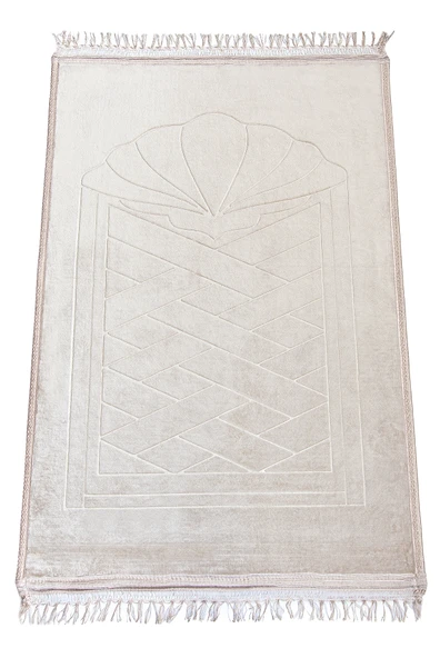 Yumuşak Kadife Dokulu Peluş Seccade Krem - Resim 4