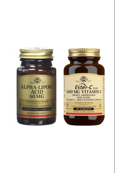 Solgar Alpha Lipoic Acid 60 Mg 30 Tablet+Solgar Ester-C Plus 1000mg 30 Tablet ürün görseli 1