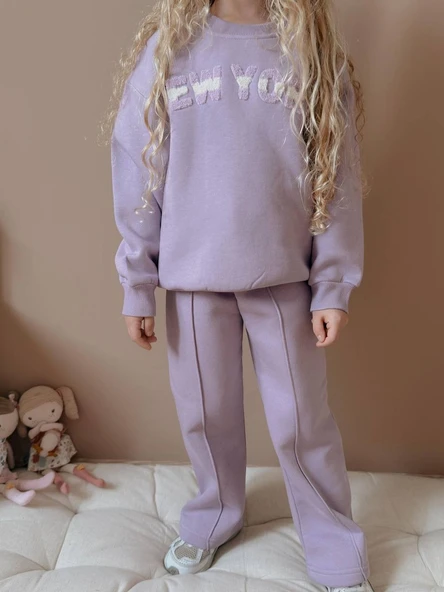 KIZ ÇOCUK GENİŞ PAÇA EŞOFMAN TAKIMI - Resim 3