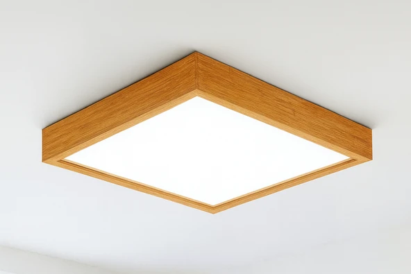 Bambu Çerçeveli Led Avize 30 30 cm 3200K Gün ışığı - Resim 3