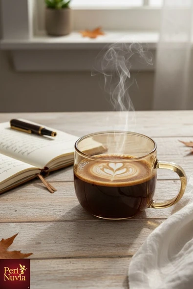 İkili Estetik BoroSilikat Cam Bitki Çayı & Kahve Fincanı Seti - Resim 3