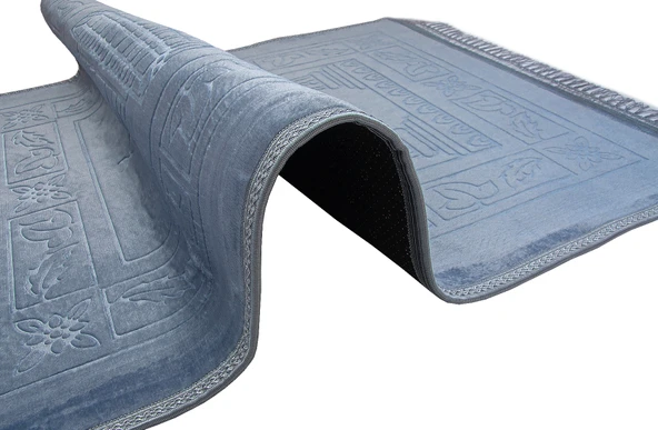 Yumuşak Kadife Dokulu Peluş Seccade Gri - Resim 6