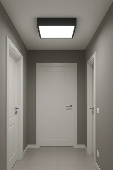 Ahşap Antrasit Çerçeveli Led Avize 60 60 cm 3200K Gün Işığı - Resim 5