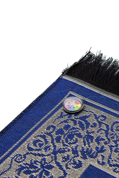 Kıbleyi Gösteren Pusulalı Mavi Seccade - Resim 2