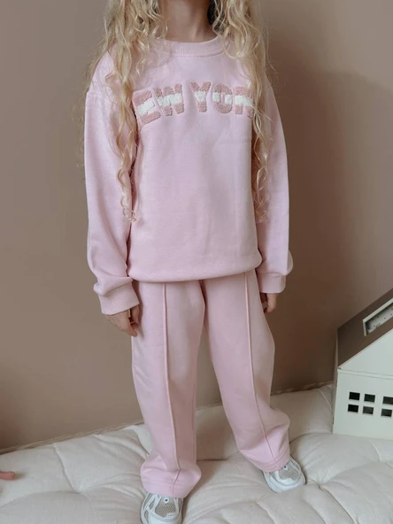 KIZ ÇOCUK GENİŞ PAÇA EŞOFMAN TAKIMI - Resim 5