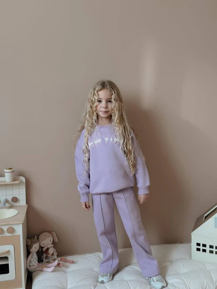 KIZ ÇOCUK GENİŞ PAÇA EŞOFMAN TAKIMI ürün görseli 1