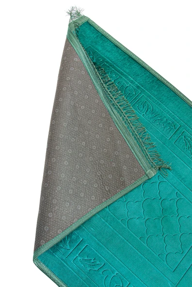 Yumuşak Kadife Dokulu Peluş Seccade Yeşil - Resim 3