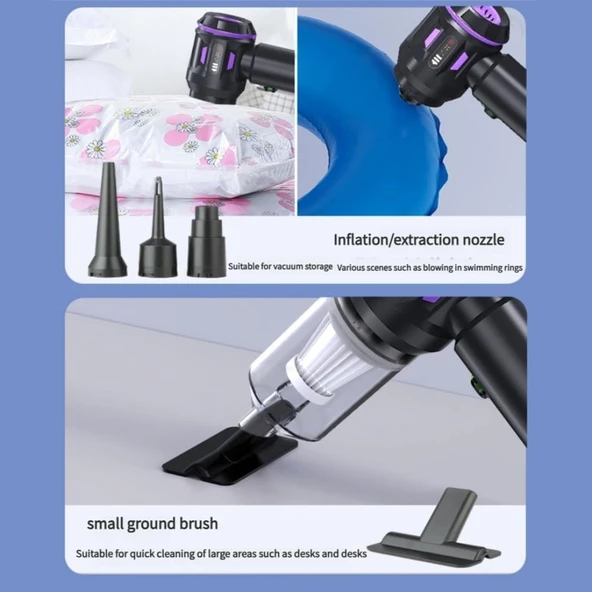 20000PA 6000mAh 100W Toz Üfleme ve Süpürge Ev / Araba / Ofis Süpürgesi - Resim 5