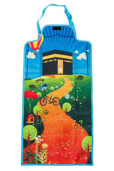 Kendinden Çantalı Katlanabilir Erkek Çocuk Seccadesi, Seyyar Askılı - Mavi - Resim 2