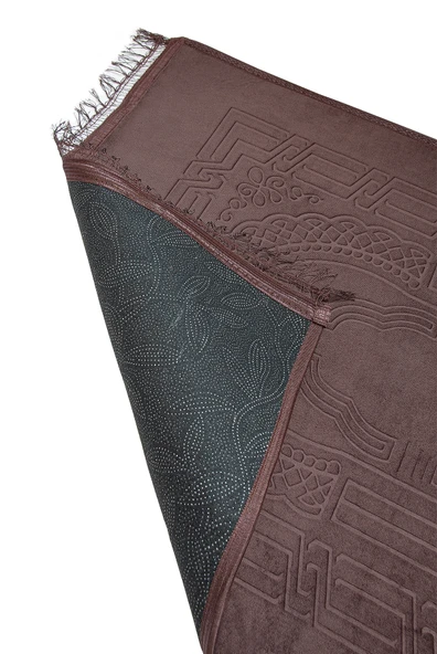 Yumuşak Kadife Dokulu Peluş Seccade Kahverengi - Resim 5