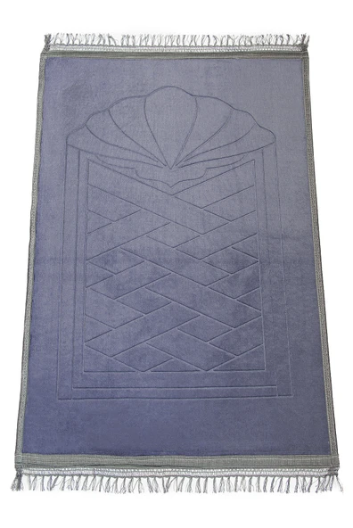 Yumuşak Kadife Dokulu Peluş Seccade Füme - Resim 4