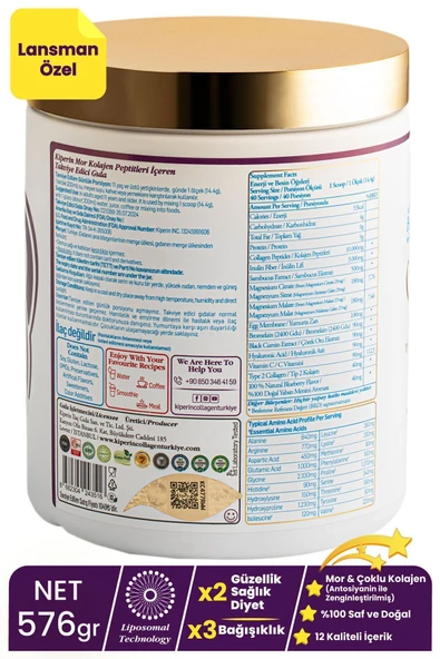 Kiperin Purple Collagen Toz 40 Günlük 575 gr - Resim 2